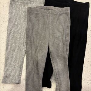 Cozy Kids Ribbed Leggings - Gray and Black